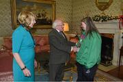 25 November 2015; Team Ireland's Ruth Geerah, bowling, in Aras an Uachtarain as the Special Olympics World Summer Games are honoured by President Michael D. Higgins and wife Sabina. Aras an Uachtarain, Phoenix Park, Dublin. Picture credit: Ray McManus / SPORTSFILE