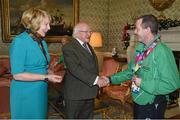 25 November 2015; Team Ireland's Francis Power, table tennis, in Aras an Uachtarain as the Special Olympics World Summer Games are honoured by President Michael D. Higgins and wife Sabina. Aras an Uachtarain, Phoenix Park, Dublin. Picture credit: Ray McManus / SPORTSFILE