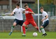26 November 2015; Barry Coffey, Republic of Ireland, in action against Oskar Nowak, Poland. U15 Friendly International, Republic of Ireland v Poland, Rock Park Celtic FC, Dundalk, Co. Louth. Picture credit: Oliver McVeigh / SPORTSFILE