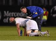 21 November 2015; Hayden Triggs, Leinster, with Dr John Ryan, Leinster team doctor. European Rugby Champions Cup, Pool 5, Round 2, Bath v Leinster. The Recreation Ground, Bath, England. Picture credit: Stephen McCarthy / SPORTSFILE