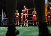 27 November 2015; Katie Taylor, Bray Boxing Club,  before her 60kg bout against Shauna O'Keefe, Clonmel Boxing Club. IABA National Elite Female Championship Finals. National Stadium, Dublin. Picture credit: David Maher / SPORTSFILE
