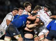 27 November 2015; Jonathan Sexton with the support of his Leinster team-mates Sean Cronin, left, and Jamie Heaslip is held up by Ulster players, from left, Nick Williams, Iain Henderson, Stuart McCloskey and Dan Tuohy. Guinness PRO12, Round 8, Leinster v Ulster. RDS Arena, Ballsbridge, Dublin. Picture credit: Stephen McCarthy / SPORTSFILE