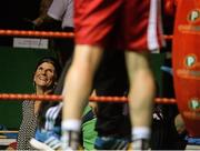 27 November 2015; Bridget Taylor, mother of Katie Taylor Bray, Boxing Club, watches on at the end of the 60kg bout, after Katie Taylor was declared the winner over  Shauna O'Keefe, Clonmel Boxing Club. IABA National Elite Female Championship Finals. National Stadium, Dublin. Picture credit: David Maher / SPORTSFILE