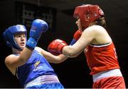 27 November 2015; Clare Grace, right, Callan Boxng Club, trades punches with Grainne Walsh, Sparticus Boxing Club, during their 69kg bout. IABA National Elite Female Championship Finals. National Stadium, Dublin. Picture credit: David Maher / SPORTSFILE