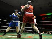 27 November 2015; Diana Campbell, right, Garda Boxng Club, trades punches with Maeve McCarron, Carrigart Boxing Club, during their 81g bout. IABA National Elite Female Championship Finals. National Stadium, Dublin. Picture credit: David Maher / SPORTSFILE