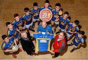 28 November 2015; Kieran Carolan, centre right, from Carroll’s Cuisine, presented Castleknock GAA Chairman Charles Spillane, centre left, and the Minor Football Team with a brand new set of jerseys. The team are among the 25 winners of Carroll’s jersey competition, which attracted hundreds of entries from across the country. The competition, which was created to celebrate 25 years of Carroll’s supporting Offaly GAA asked clubs/schools to simply describe why they deserve to win a set of jerseys. Dave O’Brien, centre with jersey, from Castleknock entered a fantastic witty poem into the competition which got the attention of the judges and resulted in the team being awarded a free set of jerseys from Carroll’s. Castleknock Hotel, Dublin 15. Picture credit: Cody Glenn / SPORTSFILE