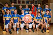 28 November 2015; Kieran Carolan, centre right, from Carroll’s Cuisine presented Castleknock GAA Chairman Charles Spillane, centre left, and the Minor Football Team with a brand new set of jerseys. The team are among the 25 winners of Carroll’s jersey competition, which attracted hundreds of entries from across the country. The competition, which was created to celebrate 25 years of Carroll’s supporting Offaly GAA asked clubs/schools to simply describe why they deserve to win a set of jerseys. Dave O’Brien, centre with jersey, from Castleknock entered a fantastic witty poem into the competition which got the attention of the judges and resulted in the team being awarded a free set of jerseys from Carroll’s. Castleknock Hotel, Dublin 15. Picture credit: Cody Glenn / SPORTSFILE