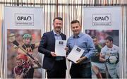 28 November 2015; Donal Óg Cusack, Outgoing-Chairman, Gaelic Players Association, and Dessie Farrell, CEO, Gaelic Players Association, pictured at the Gaelic Players Association AGM and Reps Day. Radisson Hotel, Athlone. Picture credit: Piaras Ó Mídheach / SPORTSFILE