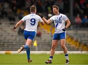 28 November 2015; Denis Daly, St Mary's, is congratulated by team-mate Paul O'Donoghue, right, after scoring his side's first goal. AIB Munster GAA Football Intermediate Club Championship Final, St Mary's, Kerry, v Carrigaline, Cork. Fitzgerald Stadium, Killarney, Co. Kerry. Picture credit: Stephen McCarthy / SPORTSFILE