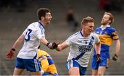 28 November 2015; Denis Daly, St Mary's, is congratulated by team-mate Sean Cournane, left, after scoring his side's first goal. AIB Munster GAA Football Intermediate Club Championship Final, St Mary's, Kerry, v Carrigaline, Cork. Fitzgerald Stadium, Killarney, Co. Kerry. Picture credit: Stephen McCarthy / SPORTSFILE