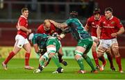 28 November 2015; BJ Botha, Munster, is tackled by Ultan Dillane, left, and Aly Muldowney, Connacht. Guinness PRO12, Round 8, Munster v Connacht. Thomond Park, Limerick. Picture credit: Diarmuid Greene / SPORTSFILE