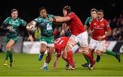 28 November 2015; Bundee Aki, Connacht, is tackled by Mark Chisholm, Munster. Guinness PRO12, Round 8, Munster v Connacht. Thomond Park, Limerick. Picture credit: Seb Daly / SPORTSFILE