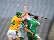 11 July 2009; Nicky Horan, Meath, in action against Patrick Gannon, right, and Martin  Finn, London. Nicky Rackard Cup Final, Meath v London, Croke Park, Dublin. Picture credit: Brian Lawless / SPORTSFILE