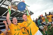11 July 2009; Meath captain Neil Hackett, left, and team-mate Paul Fagan celebratew with the cup. Nicky Rackard Cup Final, Meath v London, Croke Park, Dublin. Picture credit: Brian Lawless / SPORTSFILE