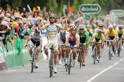 22 August 2009; Mark Cavendish, Team Columbia - HTC, celebrates winning stage 2 of the Tour of Ireland. 2009 Tour of Ireland - Stage 2, Clonmel to Killarney. Picture credit: Stephen McCarthy / SPORTSFILE