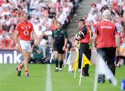 23 August 2009; Alan O'Connor, Cork, makes his way off the pitch after he was sent off by referee John Bannon against Tyrone. GAA Football All-Ireland Senior Championship Semi-Final, Tyrone v Cork, Croke Park, Dublin. Picture credit: Matt Browne / SPORTSFILE