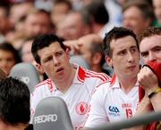 23 August 2009; Sean Cavanagh and his brother Colm, 19, on the subs bench before the game. GAA Football All-Ireland Senior Championship Semi-Final, Tyrone v Cork, Croke Park, Dublin. Picture credit: Ray McManus / SPORTSFILE