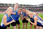 23 August 2009; The victorious Munster team Ailis McSweeney, David Quilligan, David O'Shea, James McInerney, Angela Walsh and Derval O'Rourke celebrate victory. GAA/Athletics Ireland Inter-Provincial Super Sprint Relay.  Croke Park, Dublin. Picture credit: Ray McManus / SPORTSFILE