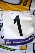 21 August 2009; A general view of 2008 Tour of Ireland winner Marco Pinotti's race number during stage 1 of the Tour of Ireland. 2009 Tour of Ireland - Stage 1, Enniskerry to Waterford. Picture credit: Stephen McCarthy / SPORTSFILE