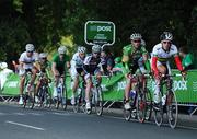 21 August 2009; Jef Peeters, An Post Sean Kelly Team, second from right, passes the An Post sprint line in Roundwood, Co. Wicklow, during stage 1 of the Tour of Ireland. 2009 Tour of Ireland - Stage 1, Enniskerry to Waterford. Picture credit: Stephen McCarthy / SPORTSFILE