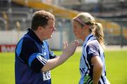 22 August 2009; Dublin manager Paul McLoughlan speaks to Aimee Molloy before the game. Aisling McGing Memorial Championship Final, Cork v Dublin, Semple Stadium, Thurles, Co. Tipperary. Picture credit: Ray McManus / SPORTSFILE