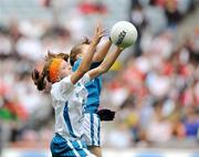 23 August 2009; Beatrice Casey, Boherbue N.S., Co Cork, in action against Erika Hanna, Scoil Naomh Duigh, Co. Donegal. Primary Go-Games, Croke Park, Dublin. Picture credit: Oliver McVeigh / SPORTSFILE