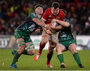 28 November 2015; Robin Copeland, Munster, is tackled by James Connolly and Shane Delahunt, Connacht. Guinness PRO12, Round 8, Munster v Connacht. Thomond Park, Limerick. Picture credit: Seb Daly / SPORTSFILE
