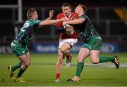 28 November 2015; Andrew Conway, Munster, is tackled by Jack Carty, left, and Shane Delahunt Connacht. Guinness PRO12, Round 8, Munster v Connacht. Thomond Park, Limerick. Picture credit: Seb Daly / SPORTSFILE