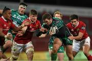 28 November 2015; Craig Ronaldson, Connacht, is tackled by Francis Saili, Jack O'Donoghue, and Lucas Gonzalez Amorosino, Munster. Guinness PRO12, Round 8, Munster v Connacht. Thomond Park, Limerick. Picture credit: Diarmuid Greene / SPORTSFILE