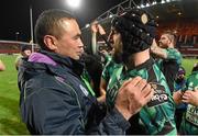 28 November 2015; Connacht's John Muldoon and head coach Pat Lam celebrate after victory over Munster. Guinness PRO12, Round 8, Munster v Connacht. Thomond Park, Limerick. Picture credit: Diarmuid Greene / SPORTSFILE