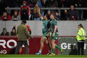 28 November 2015; Connacht's Bundee Aki celebrates with team-mate Jack Carty, after scoring his side's second try. Guinness PRO12, Round 8, Munster v Connacht. Thomond Park, Limerick. Picture credit: Diarmuid Greene / SPORTSFILE