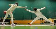 28 November 2015; Bas Vervuijlen, The Netherlands, right, in action against Mateusz Antkiewicz, Poland, during the final of the Irish Open Fencing Championships won by Vervuijlen. Loughlinstown Leisure Centre, Dun Laoghaire, Co. Dublin. Picture credit: Cody Glenn / SPORTSFILE