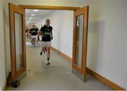29 November 2015; Paul Kerrigan, Nemo Rangers, leads his team out from the dressing room for the second half. AIB Munster GAA Senior Club Football Championship Final, Nemo Rangers v Clonmel Commercials. Mallow GAA Grounds, Mallow, Co. Cork. Picture credit: Piaras Ó Mídheach / SPORTSFILE