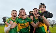 29 November 2015; Clonmel Commercials players, from left, Ian Fahey, Séamus Kennedy and Pádraig Looram, celebrate with supporters after the game. AIB Munster GAA Senior Club Football Championship Final, Nemo Rangers v Clonmel Commercials. Mallow GAA Grounds, Mallow, Co. Cork. Picture credit: Piaras Ó Mídheach / SPORTSFILE