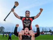 29 November 2015; Nicky Kirwan, no 15, Oulart the Ballagh, is lifted shoulder high by Ben O'Connor at the end of the game. AIB Leinster GAA Senior Club Hurling Championship Final, Oulart the Ballagh v Cuala. Netwatch Dr. Cullen Park, Carlow. Picture credit: David Maher / SPORTSFILE
