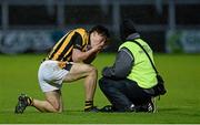 29 November 2015; James Morgan, Crossmaglen, puts his contact lenses in after loosing them in a challenge. AIB Ulster GAA Senior Club Football Championship Final, Crossmaglen v Scotstown. Crossmaglen, Co. Armagh. Picture credit: Oliver McVeigh / SPORTSFILE