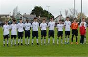 26 November 2015; The Republic of Ireland standing for the anthem. U15 Friendly International, Republic of Ireland v Poland, Rock Park Celtic FC, Dundalk, Co. Louth. Picture credit: Oliver McVeigh / SPORTSFILE