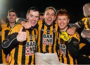 29 November 2015; Stephen Finnegan, Rico Kelly and Kyle Carragher, Crossmaglen, after the game. AIB Ulster GAA Senior Club Football Championship Final, Crossmaglen v Scotstown. Crossmaglen, Co. Armagh. Picture credit: Oliver McVeigh / SPORTSFILE