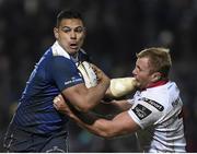 27 November 2015; Ben Te'o, Leinster, is tackled by Roger Wilson, Ulster. Guinness PRO12, Round 8, Leinster v Ulster. RDS Arena, Ballsbridge, Dublin. Picture credit: Stephen McCarthy / SPORTSFILE