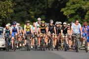 25 August 2009; Seven times winner of the Tour de France Lance Armstrong is joined by cycling fans for a ride in the Phoenix Park, Dublin. Picture credit: Brian Lawless  / SPORTSFILE