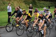 25 August 2009; Seven times winner of the Tour de France Lance Armstrong is joined by cycling fans for a ride in the Phoenix Park, Dublin. Picture credit: Stephen McCarthy / SPORTSFILE