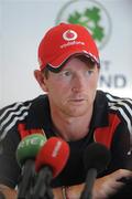 26 August 2009; England Captain Paul Collingwood speaking to the press at the one day cricket international Ireland v England pre-match press conference. Stormont, Belfast, Co. Antrim. Picture credit: Oliver McVeigh / SPORTSFILE