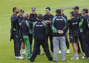 26 August 2009; Ireland Coach, Phil Simmons, left, speaks to his players after training ahead of the one day cricket international pre-match press conference - Ireland v England, Stormont, Belfast, Co. Antrim. Picture credit: Oliver McVeigh / SPORTSFILE