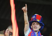 27 August 2009; FC Steaua Bucuresti fan urges on his side before the game. Europa League Play-off Round, 2nd Leg Saint Patrick's Athletic FC v FC Steaua Bucuresti, RDS, Ballsbridge, Dublin. Picture credit: Stephen McCarthy / SPORTSFILE