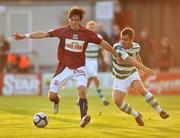 28 August 2009; David Cooke, Galway United, in action against Shane Robinson, Shamrock Rovers. League of Ireland Premier Division, Galway United v Shamrock Rovers, Terryland Park, Galway. Picture credit: David Maher / SPORTSFILE