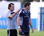 28 August 2009; Alan Clarke from statsports fits a gps accelerometer to Leinster's Fergus McFadden before the start of the game. Leinster v London Irish - Pre-Season Friendly, Donnybrook Stadium, Dublin. Photo by Sportsfile
