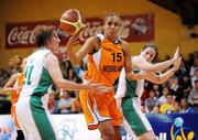 29 August 2009; Naomi Halman, Netherlands, in action against Lindsay Peat, left, and Niamh Dwyer, Ireland. Senior Women's Basketball European Championship Qualifier 2009, Ireland v Netherlands, National Basketball Arena, Tallaght, Dublin. Photo by Sportsfile
