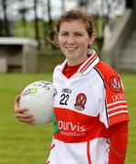 29 August 2009; Derry captain Louise Glass. TG4 All-Ireland Ladies Football Junior Championship Semi-Final, Antrim v Derry, Wolfe Tones GAA Club, Kildress, Co. Tyrone. Picture credit: Michael Cullen / SPORTSFILE