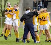 29 August 2009; The Antrim players celebrate after the game. TG4 All-Ireland Ladies Football Junior Championship Semi-Final, Antrim v Derry, Wolfe Tones GAA Club, Kildress, Co. Tyrone. Picture credit: Michael Cullen / SPORTSFILE