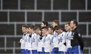 28 November 2015; The St Mary's team during the national anthem. AIB Munster GAA Football Intermediate Club Championship Final, St Mary's, Kerry, v Carrigaline, Cork. Fitzgerald Stadium, Killarney, Co. Kerry. Picture credit: Stephen McCarthy / SPORTSFILE